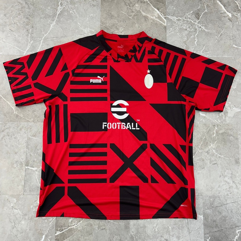 AC Milan Soccer Jersey Mens 3XL Pre Match Geometric Red Black Shirt Drycell